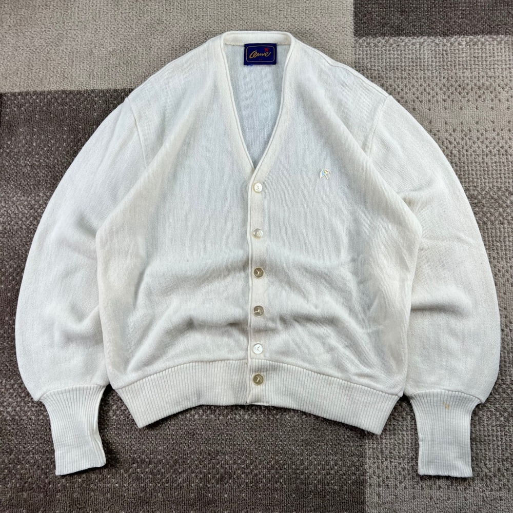 Arnie Arnold Palmer Vintage White V-Neck‎ Button Front Cardigan Sweater Medium